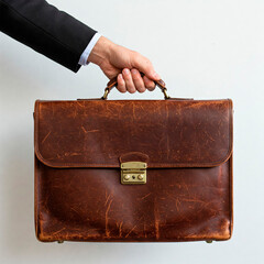 Hand Holding a Vintage Briefcase