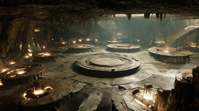Circular machines line vault of ancient civilization beneath surface. Purpose of ancient civilization&rsquo;s technology remains unknown. Ancient civilization used advanced mechanisms here