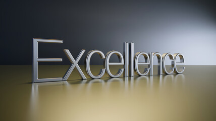 Chrome Excellence lettering stands prominently on a reflective gold surface against a gradient gray backdrop.