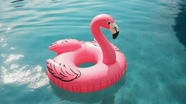  Inflatable Pink Flamingo Float in Bright Pool