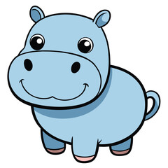 Fototapeta premium Adorable Baby Hippo Illustration