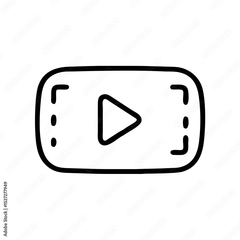 Poster digital icon with a play button in a rectangle symbolizing online content sharing