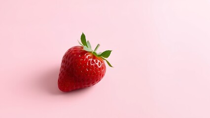 Fresh Red Strawberry Against Pink Background
