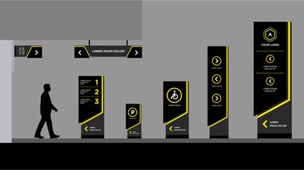 Exterior and interior signage template set corporate identity