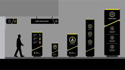 Exterior and interior signage template set corporate identity