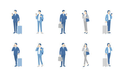 スマホを使うビジネスパーソンのセット