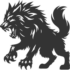 Wild animal vector of a wolf silhouette drawing illustration