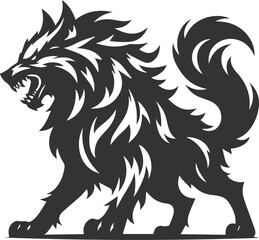 Wild animal vector of a wolf silhouette drawing illustration