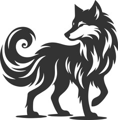 Wild animal vector of a wolf silhouette drawing illustration