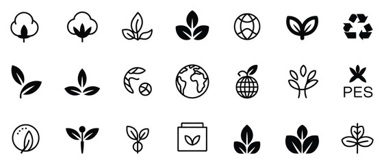 Obraz premium Textile Material Icons – Cotton, Wool, Silk & More (Glyph Style)