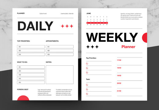Red And Black Planner