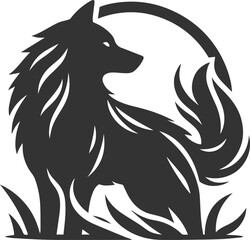 Wild animal vector of a wolf silhouette drawing illustration