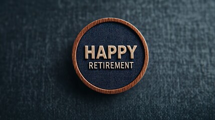 A badge featuring the words "Happy Retirement," symbolizing celebration and joy for individuals transitioning to retirement.