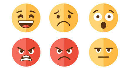 Naklejka premium Different Flat Design Emotions Vector Illustration Icon Set