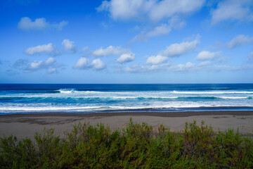 Expansive black sand beach of Mosteiros Sao Miguel