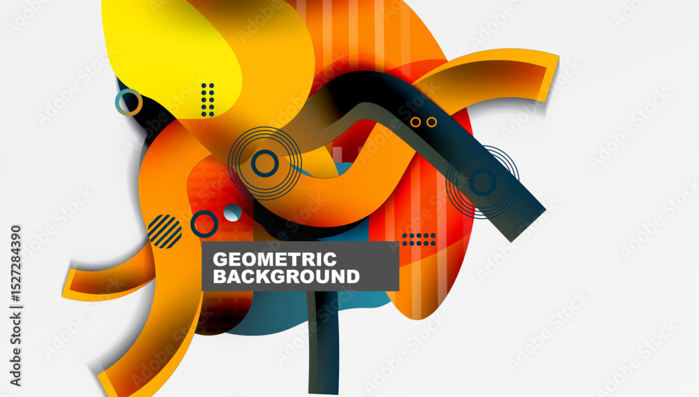Aufkleber abstract geometric design. overlapping shapes, vibrant colors, dynamic composition. modern style, cl