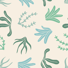 Vector Seaweed Pattern Repeat Seamless for Wallpaper Background Cover Packaging