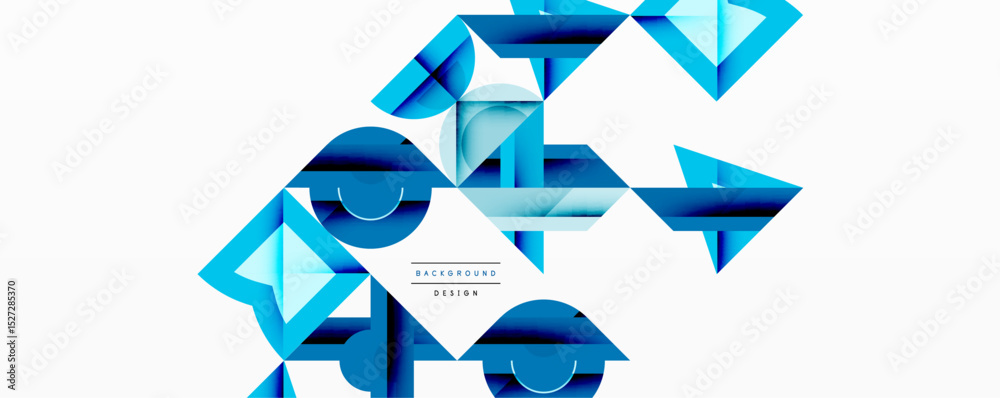 Aufkleber abstract geometric shapes, blue tones, modern design. minimalist composition, clean lines, dynamic p