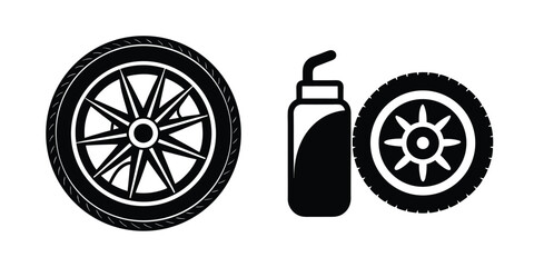 Silhouette of bold tyre with rugged pattern on white