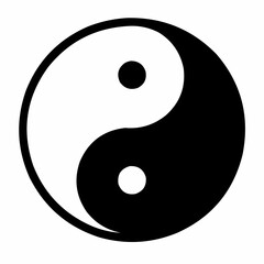 Yin Yang symbol on white background representing Taoist balance and harmony