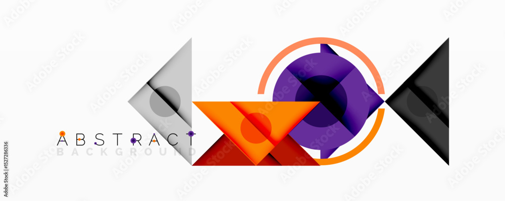 Poster Modern abstract design features geometric shapes, vibrant colors, dynamic composition. Clean lines, minimalist style, suitable background element.
