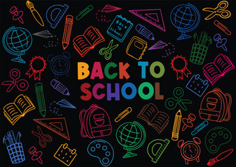 back to schools with element. welcome back to school poster with doodle