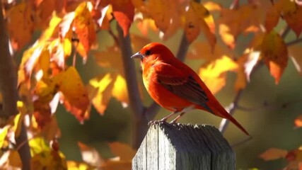 Colorful_Bird_Perched_Near_Wooden_Fence_in_Autumn__26