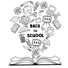 back to schools with element. welcome back to school poster with doodle