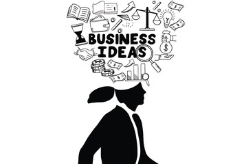 Business idea and business plan vector doodles. Set of business doodle elements made in vector. Idea, businessman, creative thinking, progress, graphs and all other kinds of business related elements