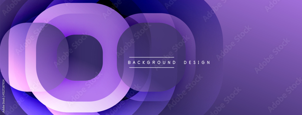 Leinwandbilder Abstract purple layers create dynamic composition. Rounded shapes overlap, forming modern background design. Gradient effect adds depth.
