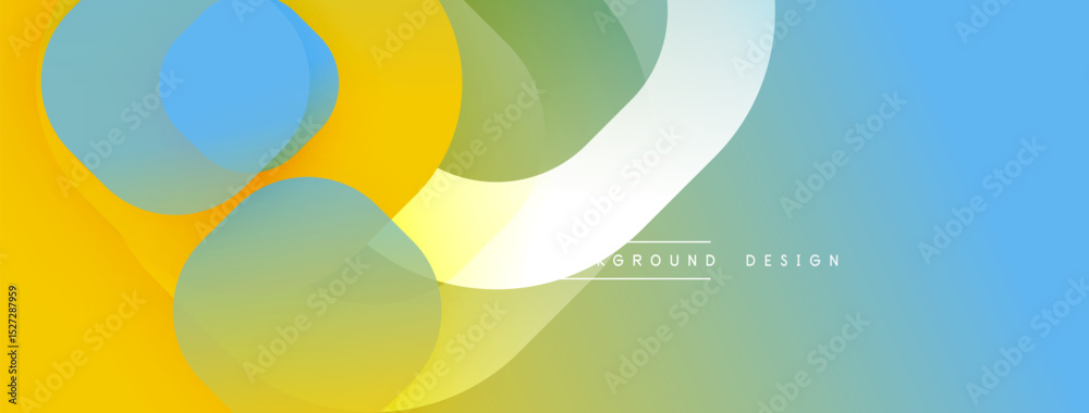 Poster abstract colorful layers overlap. yellow, blue, green hues blend smoothly. modern design element for