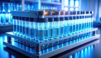 PCR test tubes rotating in a digital thermal cycler with heat waves and fluorescent glow indicators