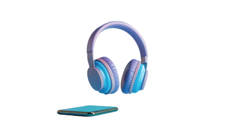 Stylish wireless headphones with a modern smartphone for music lovers enjoying high quality audio experience and a vibrant on transparent background