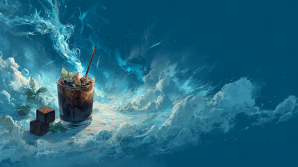 Mystical Coffee Scene with Dragon Spirits and Pour-Over Setup