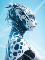 Futuristic Cyborg Woman Profile