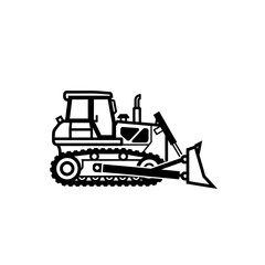 Naklejka premium Bulldozer Image, Black Lines on White Background