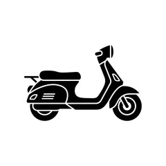 Motor Scooter Illustration Simple Style Black and White