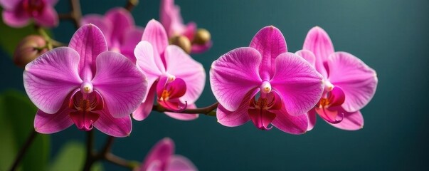 Vibrant orchids in full bloom, diverse colors , pink, vanda
