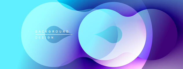 Abstract fluid shapes, vibrant blues, purples create modern background. Soft gradients, overlapping forms suggest movement, depth.
