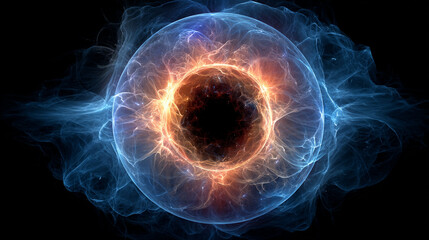 Abstract visualization of energy, plasma, and an intense, radiant, celestial object