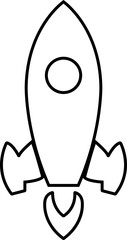 Rocket launch icon in line isolated on transparent background
