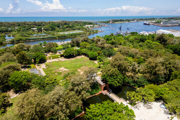 Aerial view of Eternal Golden Castle located in Tainan, Taiwan