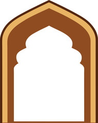 Fototapeta premium Brown Architectural Archway with Ornate Patterned on White Background