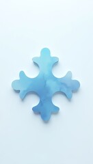 Obraz premium A floating puzzle piece icon in soft blue hues on a pastel white background representing strategic alignment, problem-solving, and the integration of ideas in collaborative work. 
