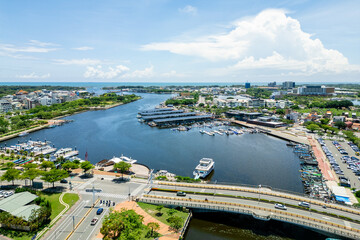 Aerial view of Anping Recreational Wharf in Tainan City, Taiwan