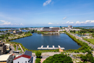 Aerial view of Historic Waterview Park in Anping District, Tainan, Taiwan