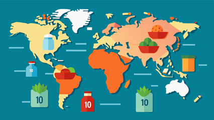 A visual representation of the top 10 countries that have imposed embargoes on food imports and the regions that are most impacted by their policies.. Vector illustration