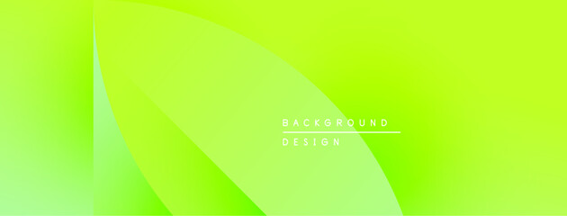 Fototapeta premium Bright green gradient background. Smooth curves create dynamic visual effect. Minimalist design with text overlay. Modern aesthetic.