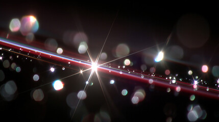 Abstract light trails and bokeh with a dark background and sparkling effect