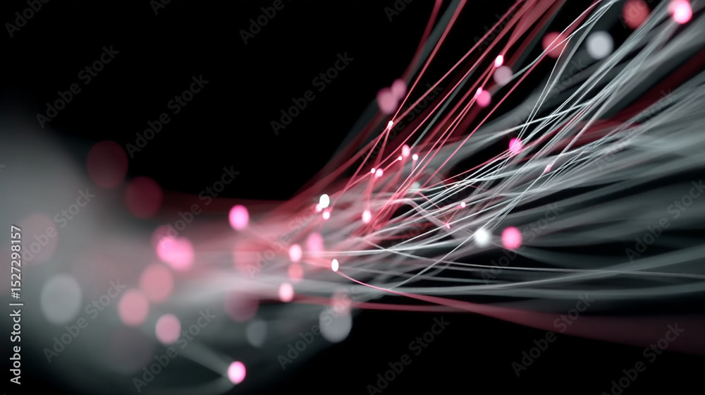 Wall mural abstract image of light trails with bokeh effect against a dark background